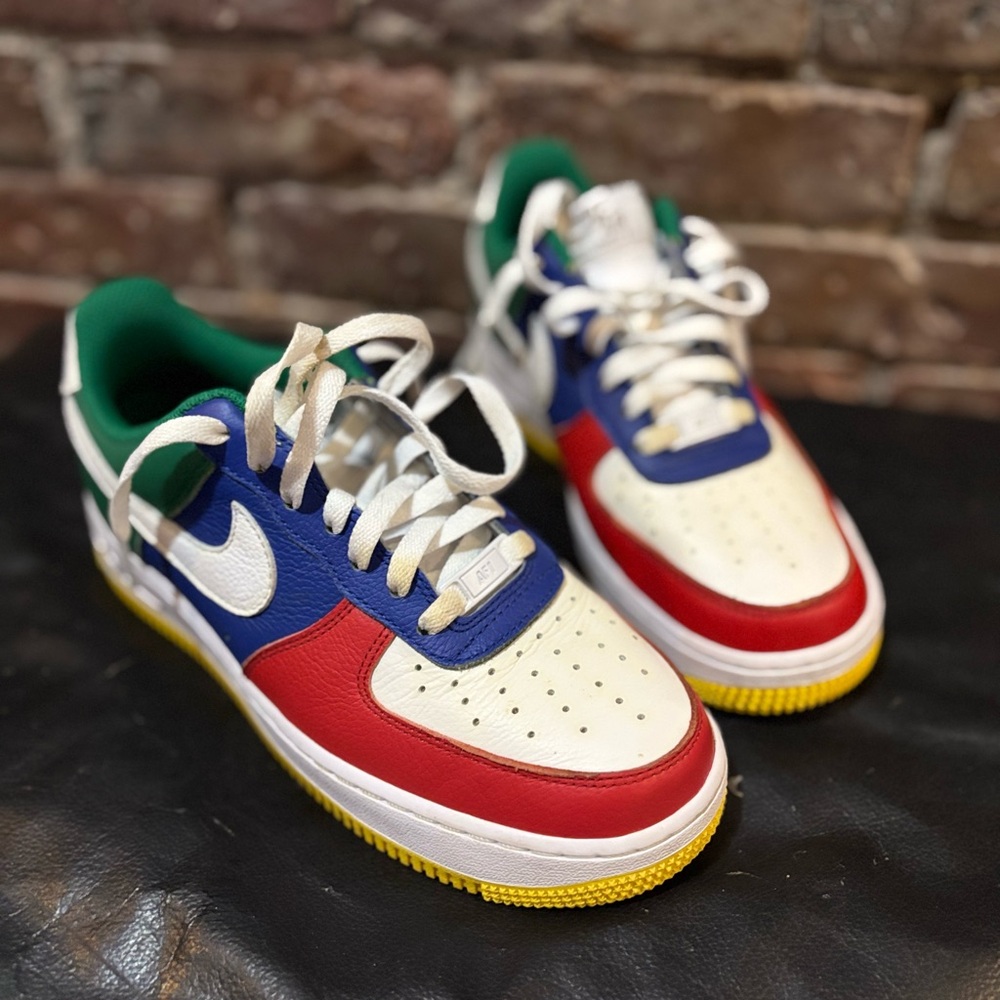 Nike Air Force 1 US 8 Sneakers in Red, Blue, and Green